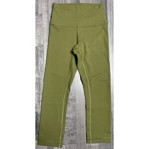 Lululemon Olive Green High Rise Crop Leggings Women 4 Athletic Yoga Pants Pilate